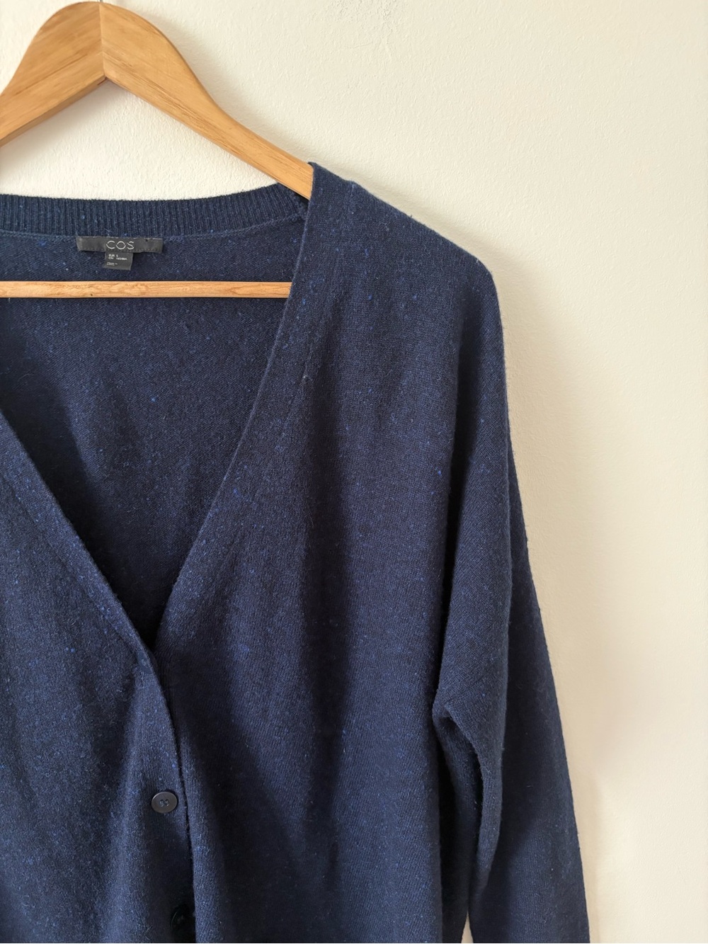 COS Oversized 100% Wool Navy Cardigan Sweater Size Small Minimalist Cozy Fall - Picture 4 of 12